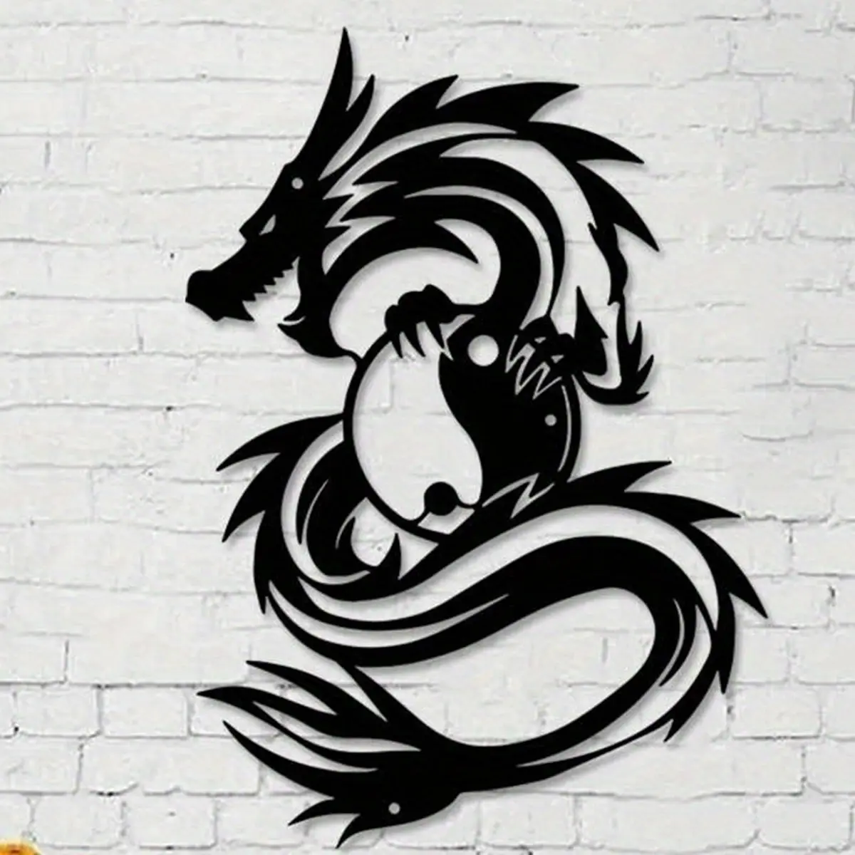 Metal Dragon Wall Sculpture Decor, Classic Iron Art Indoor Outdoor Decoration, 11.81 Inch Detailed Design for Living Room Office Balcony Farmhouse Style