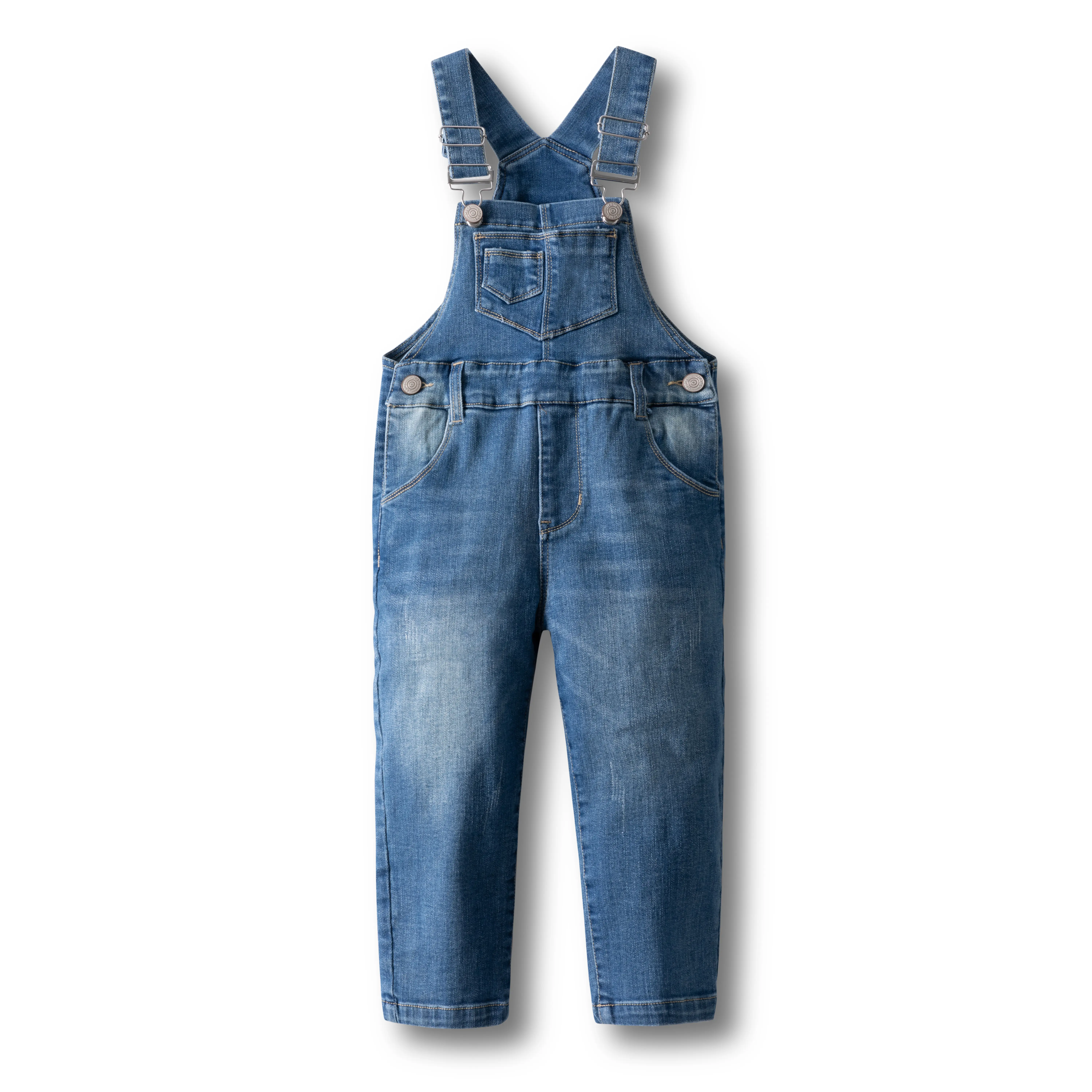 Kidscool Space Boys' Light-Wash Ripped Denim Overalls - Infant Toddler Clothes with Adjustable Straps, Snap Closures, Bib & Side Pockets, Soft Playwear for Daycare, Family Photos