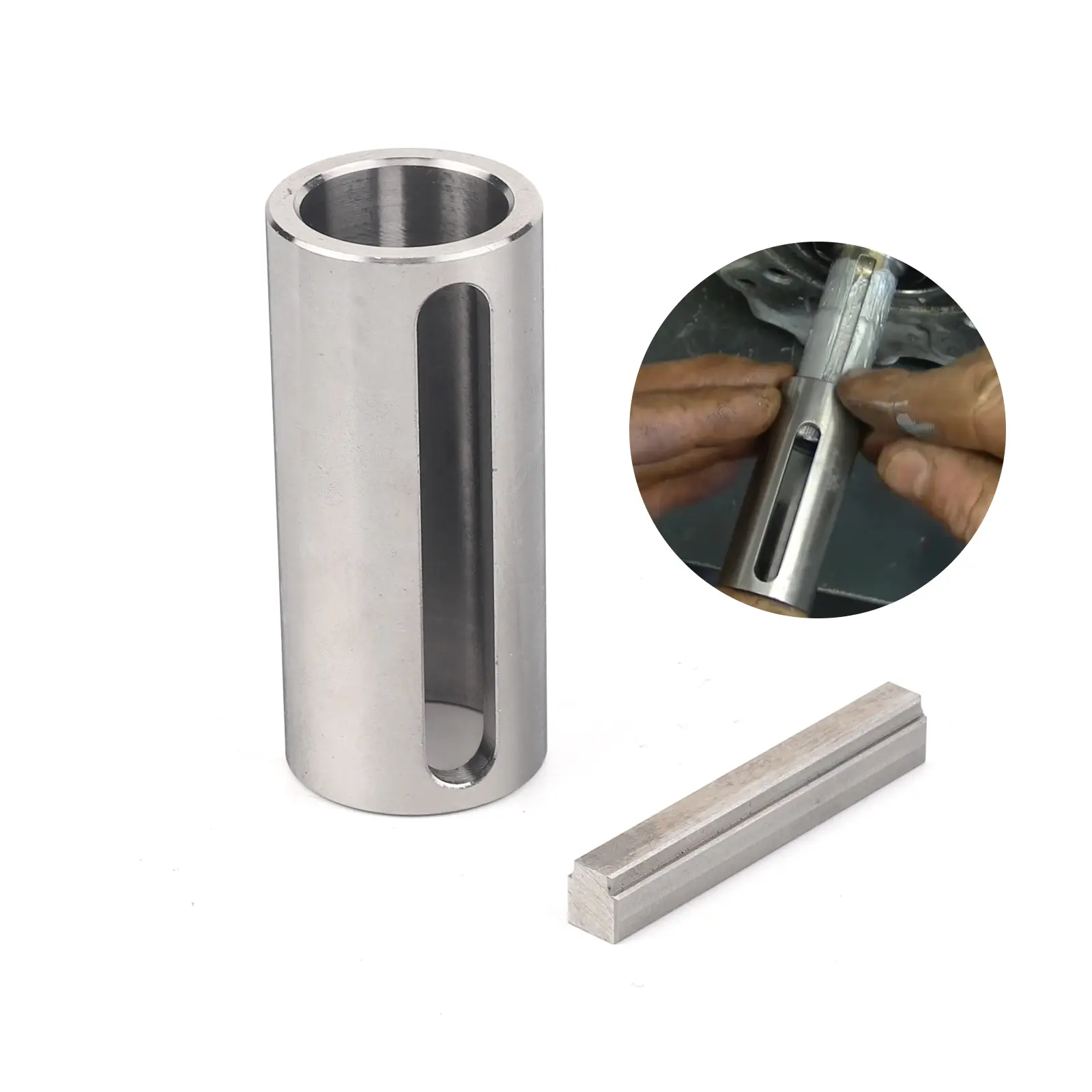 3mirrors Stainless Steel Crank Shaft Sleeve Adapter for Predator Gas Engine Pulley - CNC Machine & Gearbox Component, 3/4" to 1" Size, 2 1/4" Length, 3/16" & 1/4" Key