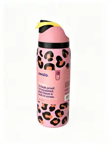 Owala 32oz Leopard Print Water Bottle Pink Insulated Stainless Steel Leak-Proof Lid for Active Lifestyles Portable Reusable Stylish Drinkware Flask Tumbler Mug
