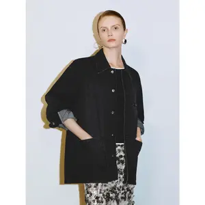 URBAN REVIVO 2026 Spring Women's Plaid Oversized Long-Sleeve Cotton Fabric Coat - Basic Casual Fit Denim Shirt Jacket Top, UWG850092