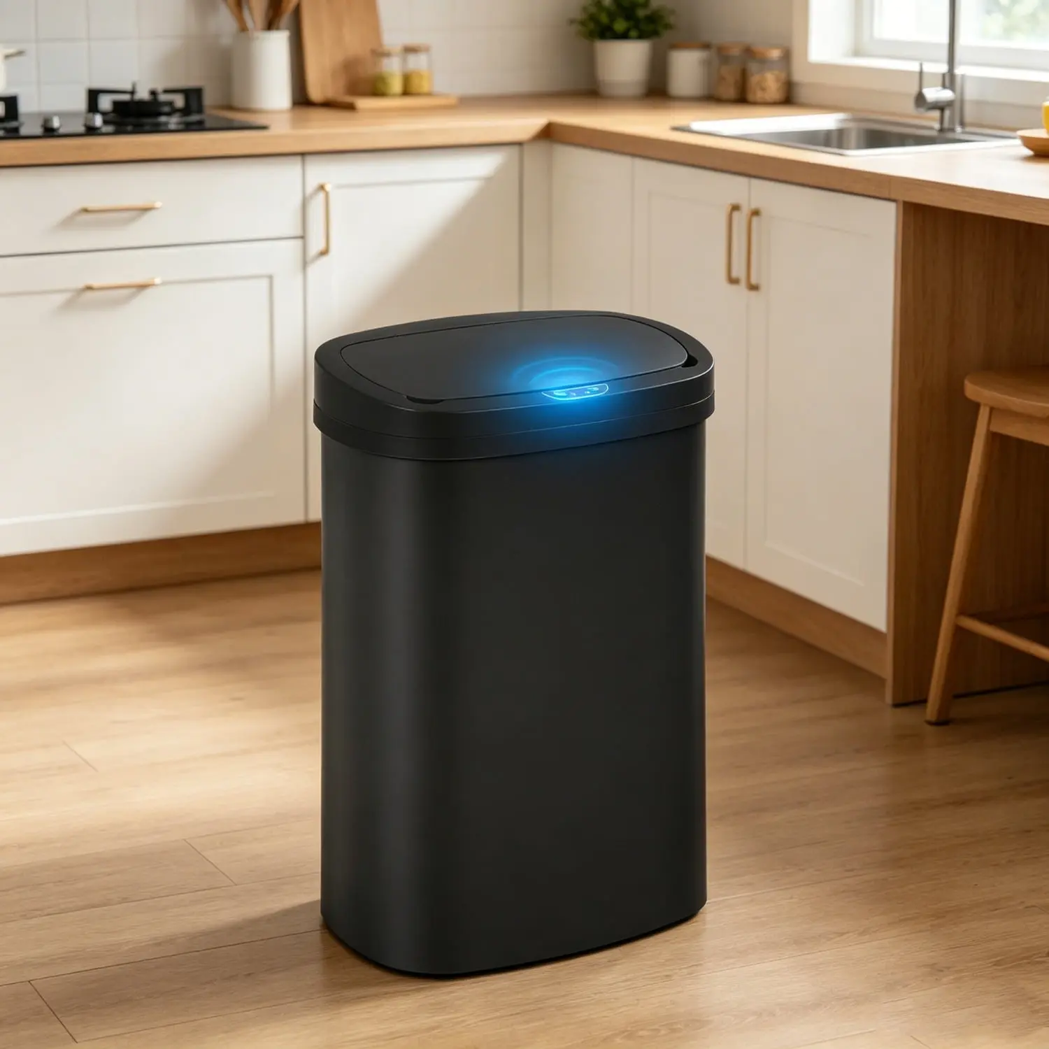 NiamVelo 13-Gal Automatic Touchless Plastic Kitchen Trash Can with Lid, Indoor Waste Bin for Home Office Use