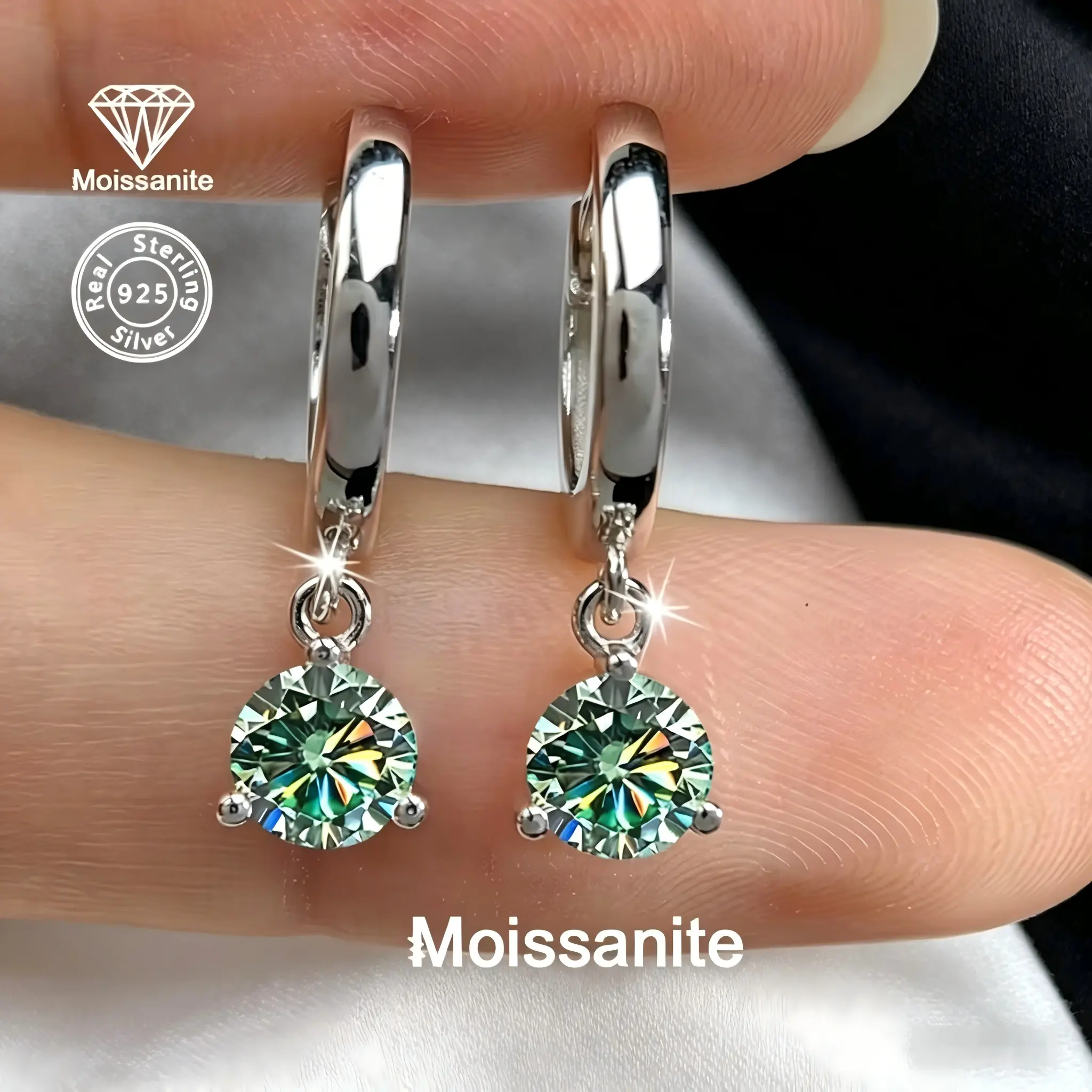 Women's 925 Sterling Silver 1 Carat Moissanite Earrings - Silver-Toned Luxury Jewelry, Accessories for Women, Ideal for Party & Wedding, Perfect Gift for Birthday, Valentine’s Day & Mother’s Day, Silver-Toned Earrings