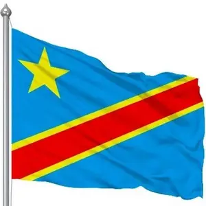 Congo Flag - Official National Symbol with Blue, Red, and Yellow Colors Featuring a Yellow Star. Congolese flag. Drapeau du Congo . RDC DRC . République Démocratique du Congo flag