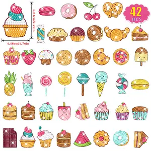 42pcs Diamond Painting DIY Handmade Puzzle Cartoon Lollipop Cake Mosaic Stickers Gift Set, Creative Craft Kit for Kids & Adults, Diamond Painting Kits