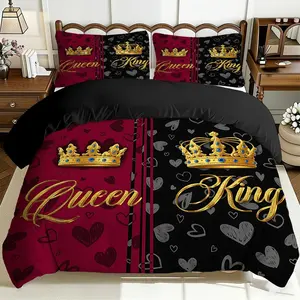2/3 Pcs Comfortable Royal Symmetrical Heart-Shaped Pattern Duvet Cover Set, Soft And Breathable, 100% Polyester Fiber High-Definition Digital Printing Design, All-Season Home Gift, Machine Washable (1 Duvet Cover +1/2 Pillowcase, No Filling)