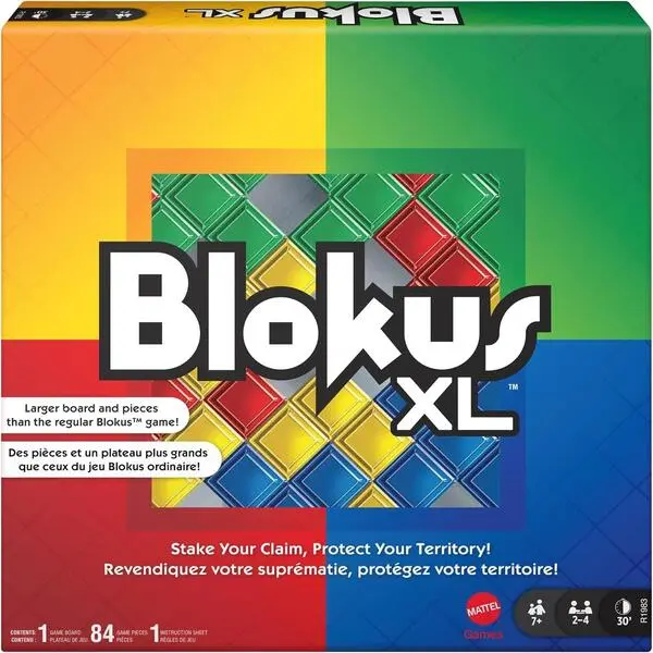 Blokus XL Strategy Board Game for Family Game Night, Oversized Board and Pieces, Brain Game for 2–4 Players, Classic Strategy Game with Just One Rule