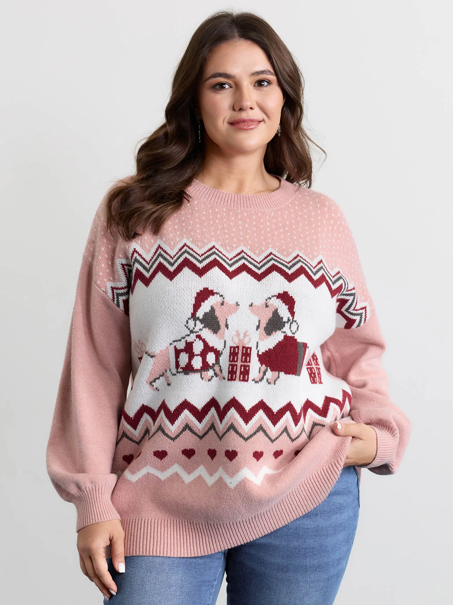 BloomChic Women's Nylon Rayon Pullover Hoodie Sweatshirt - Playful Holiday Christmas Print, Long Sleeves, Drop Shoulders, High-Stretch Loose-Casual Fit Fabric, Casual Women's Top, Garment, Sweatshirts, Tops