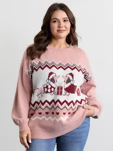 BloomChic Women's Nylon Fabric Hoodie Sweatshirt - Playful Holiday Christmas Print, Long-Sleeve, Drop-Shoulder, High-Stretch, Loose-Fit Garment Top Womenswear Tops Swimweek