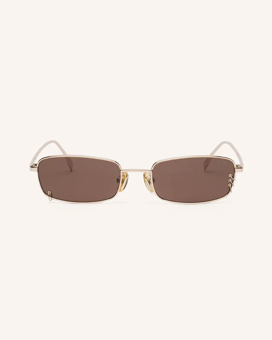 DEZI Hooked Rectangle Sunglasses for Women, Metal Wire Frame with Jewelry-Inspired Asymmetrical Rings, 100% UVA/UVB Protection