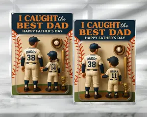 Personalized Baseball Dad Acrylic Block, Custom Figure Father's Day Gift
