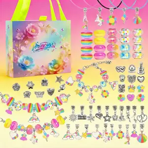 2026New DIY Jewelry Making Kit Rainbow Color Charms Bracelets for Women & Necklaces 67Pcs Beads Pendants Kits Making Supplies Set Beading & Jewelry Making Craft Unique Design Special with Gift Box for Birthday Valentines Gifts for Girlfriend