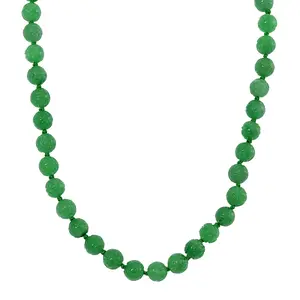 Green Jade 570.00 ctw Carved Beaded Necklace in Rhodium Over Sterling Silver 20 Inches