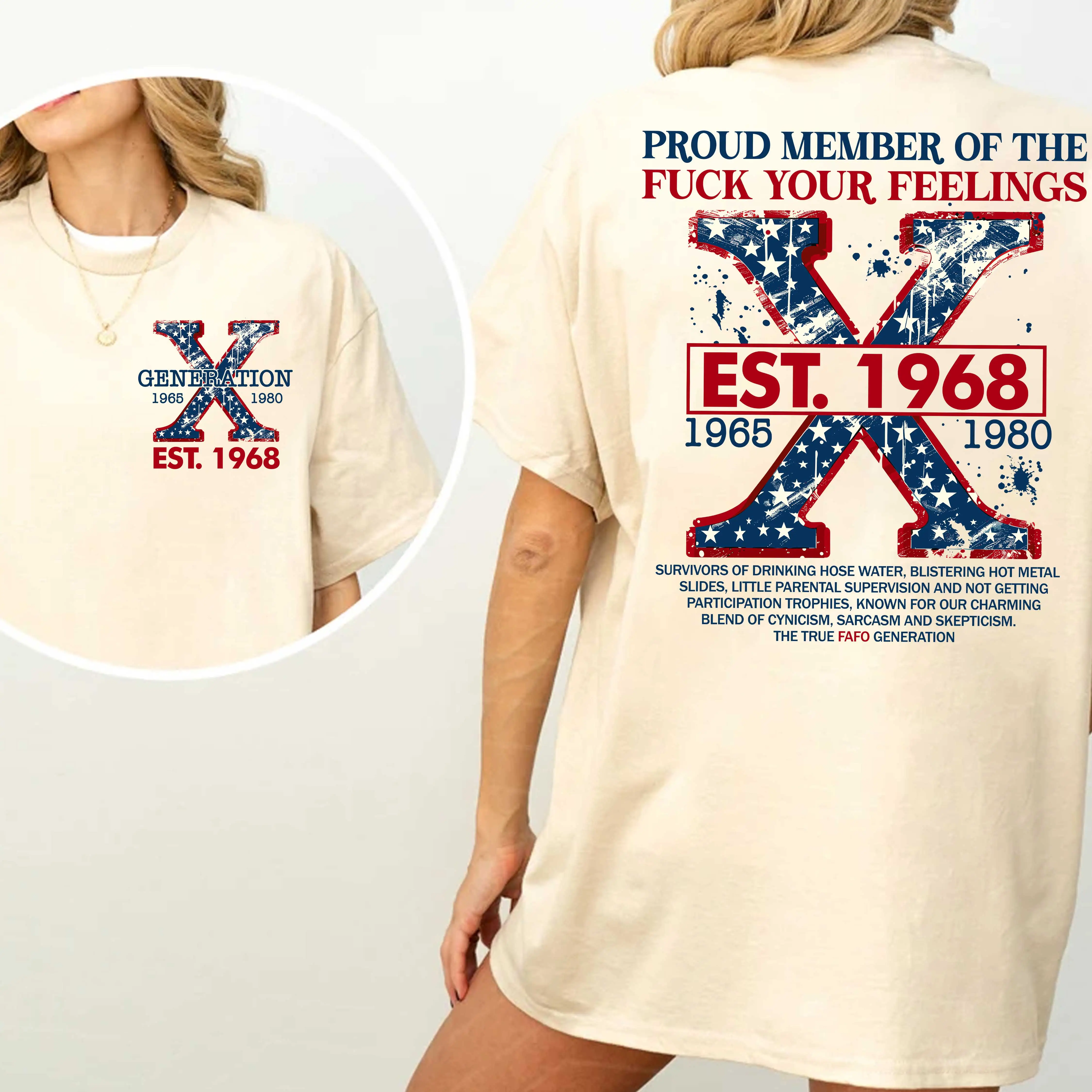 Proud Gen X Member Customize Year Shirt New Version Raised on Hose Water and Neglect Shirt Generation X T Shirt Cotton Top