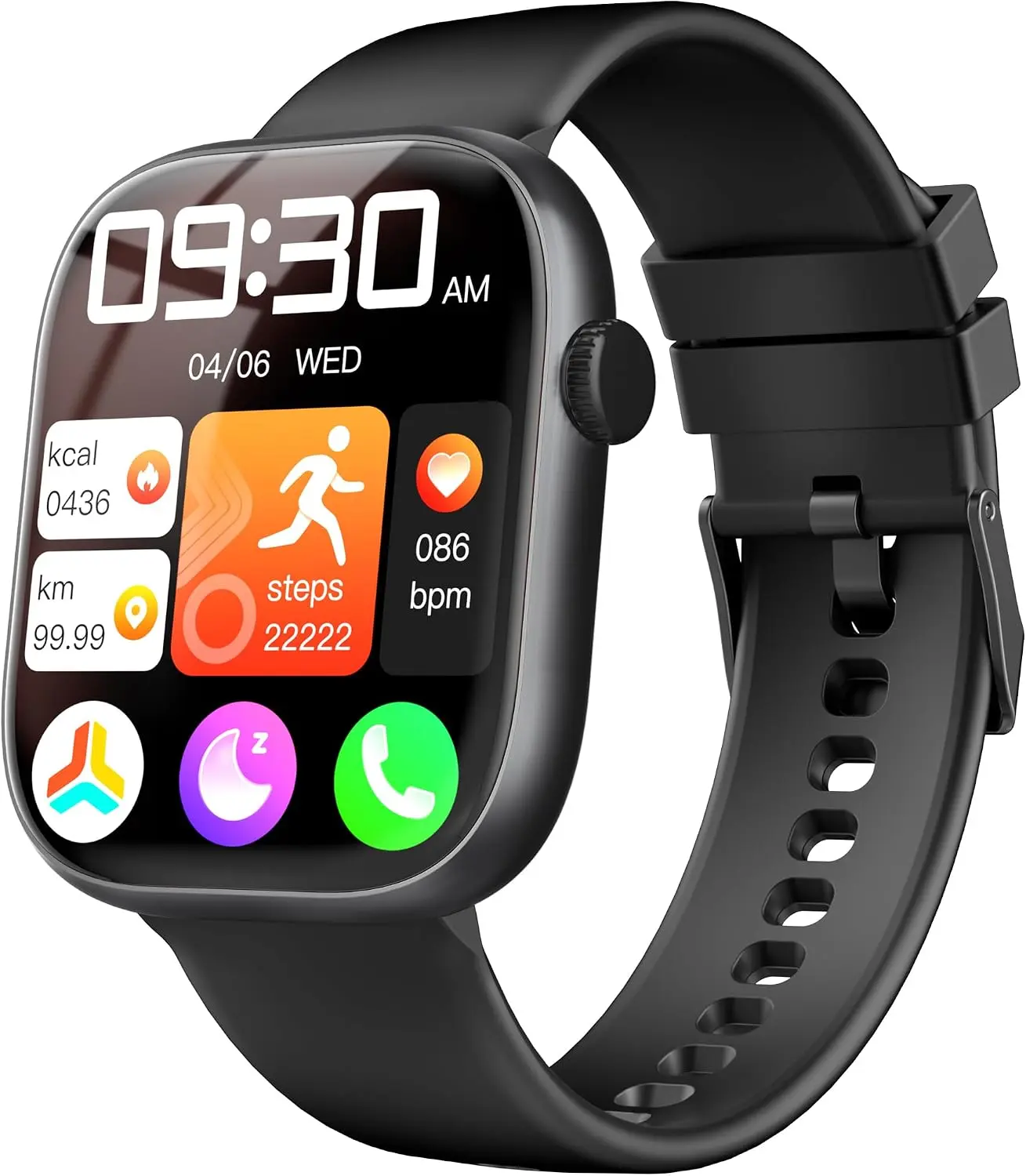 Durable Aluminium Wearable Smart Watch for Men, 1.83" HD Touchscreen, Bluetooth Calling, IP68 Waterproof, Multi-Sport Workout Monitoring, Fitness & Sleep Trackers, Pedometer, Compatible with Android/iOS, Jet Black