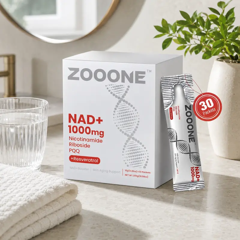 High Dose NAD+ 1000mg Oral Drink Sticks NR PQQ Resveratrol Formula, Relieve Chronic Fatigue, Improve Cell Vitality & Delay Skin Aging for Daily Youth Maintenance