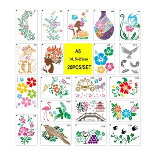 A5 Flower Girl Vase Bird Cat DIY Layering Stencils Painting Scrapbook Coloring Embossing Album Decorative Template