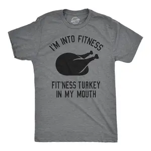 Mens Fitness Turkey In My Mouth T shirt Funny Thanksgiving Thankful Graphic Mens Funny T Shirts Cool Vintage Fashion T-Shirt Gift Classic Menswear Thanksgiving Apparel for Men Funny Fitness Short Sleeve Novelty Dark Grey