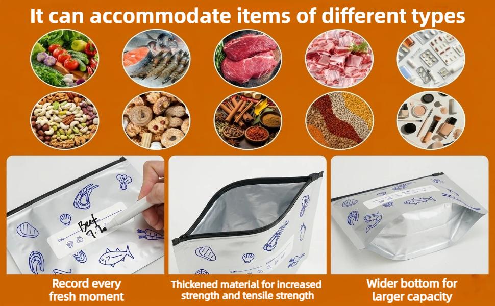 30 PCS Reusable Aluminum Foil Sealable Storage Bags - 2026 New BPA-Free Heavy-Duty Kitchen Utensils Containers, Airtight Resealable Vacuum Ziplock Stand-Up Bags, Label-Ready for Home/Travel Food Storage (S+M+L), Insulation, Varied Sizes