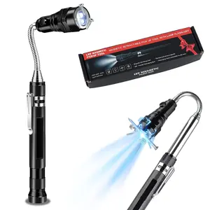 Magnetic Pickup Tool, Magnetic Flashlight Telescoping Magnet with LED Flashlight and Extendable Neck, Cool Gadget Birthday Gifts for Men, Dad, Husband, Mechanic, Tech, Handyman