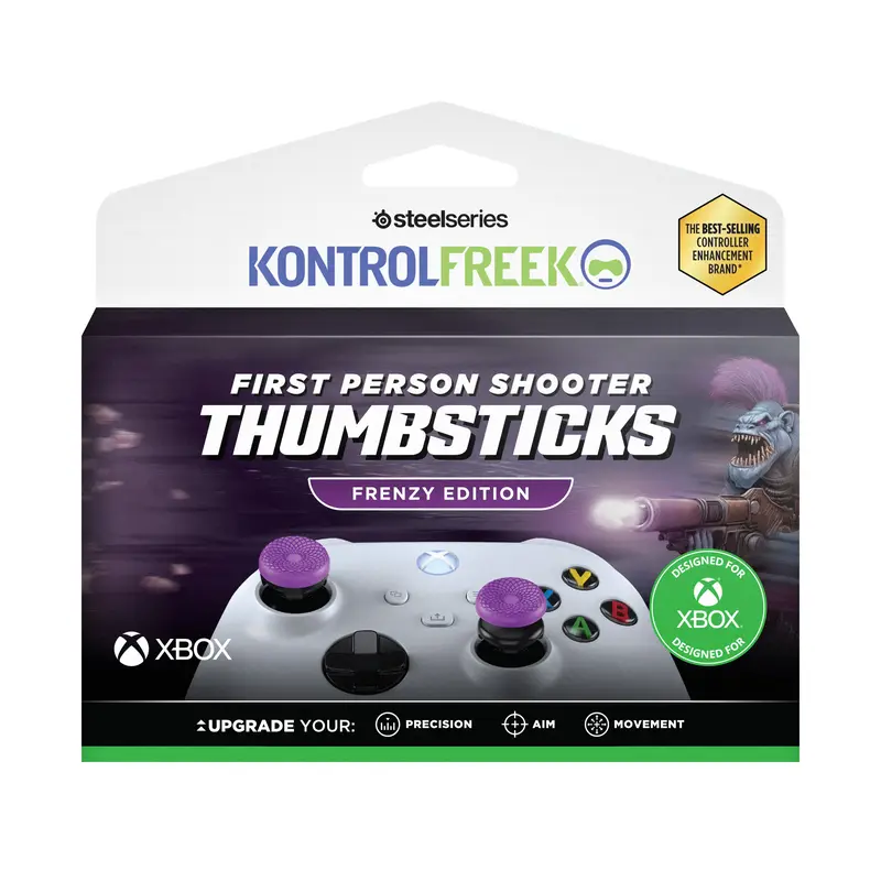 KontrolFreek FPS Freek Frenzy for Xbox One and Xbox Series X Controller | 2 Performance Thumbsticks | 1 High-Rise, 1 Mid-Rise | Purple/Black
