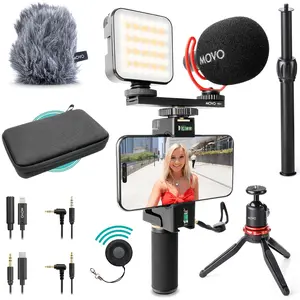 Movo - iVlogger-PRO Smartphone Video Kit - Universal Compatibility: USB-C, Lightning & 3.5mm Connections - VXR10 Shotgun Mic