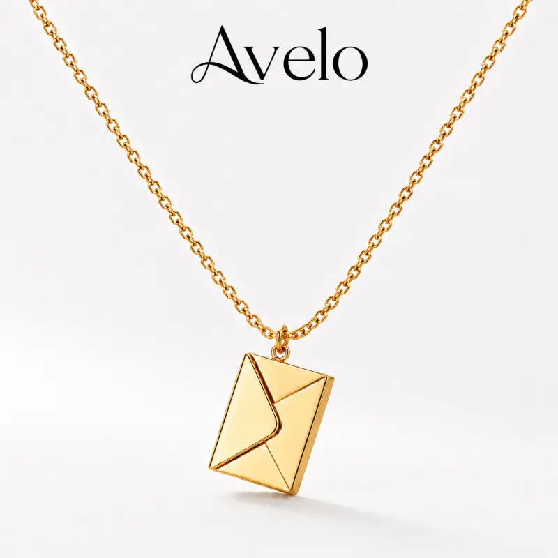 Hidden Message Envelope Necklace for Women, Secret Love Letter Pendant Necklace, 14K Gold Plated Stainless Steel Jewelry, Romantic Gift for Girlfriend Wife