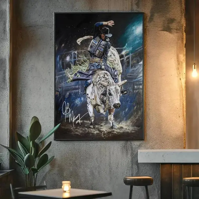 JB Mauney With Signature Poster, Dragonslayer Print Art, $7 Million Dollar Bull Rider Wall Art, Gift For Fans, Made In USA