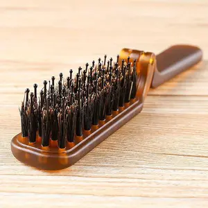 Compact Foldable Hair Brush - Portable Pocket-Sized Comb with Boar Bristles for Smooth, Shiny Hair - Ideal for Travel & On-the-Go Grooming