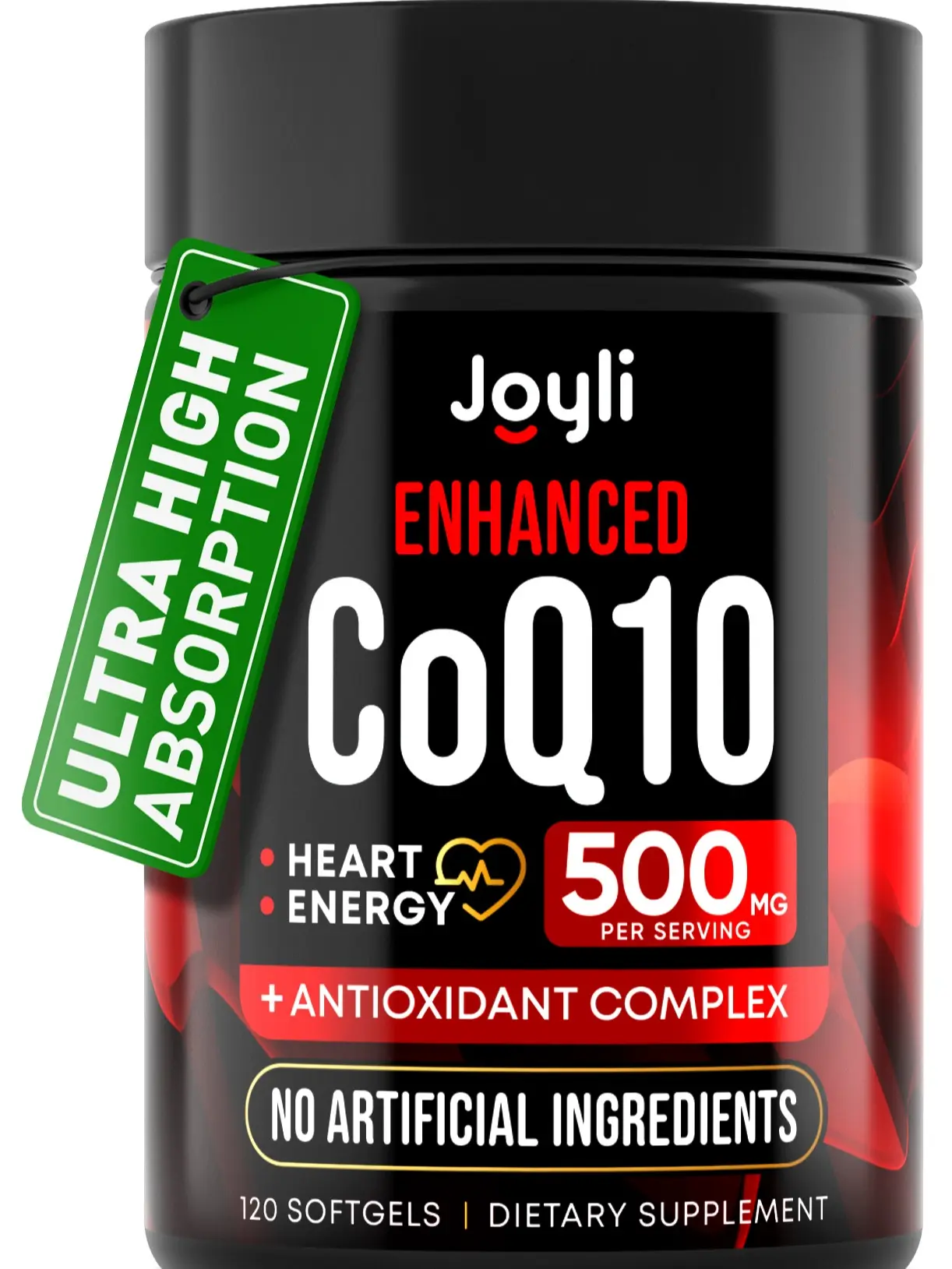 JOYLI Nutrition High Absorption CoQ10 for Heart Health & Energy, Antioxidant-Rich Supplement for Men & Women -120 Vegan Softgels