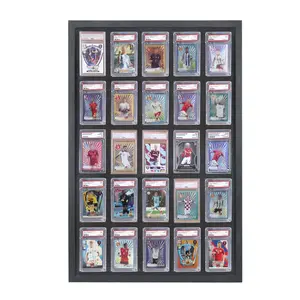25 Graded Sports Card Display Case - Baseball Card Display Frame for Basketball Collectible Trading Card Black Finish