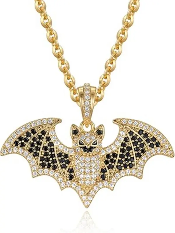 Fettero Halloween Necklaces for Women Charm Bat Heart Pumpkin Pendant Necklace Gothic Punk Gold-plated Necklace for Women Vintage Party Jewelry Gold Statement Chain