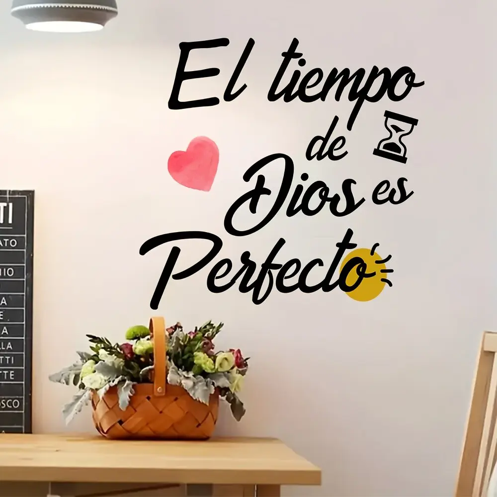 Inspirational Spanish Quote PVC Wall Sticker, Modern Style, Easy Peel & Stick, Heart and Sunflower Design, Bedroom Living Room Office Decor, Wall Art Stickers, Decorative Sticker, Home Decor, Wall Decal, Decoration