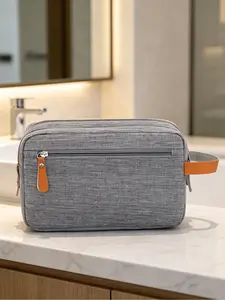 Holiday Haul Men's Dual-Layer Travel Multifunctional Toiletry Bag, Portable Compact Large Capacity Makeup Organizer, Durable Cosmetic Storage Pouch, Travel Cosmetic Bags for Men