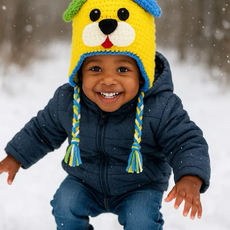 Handmade Crochet Character Hat with Ear Flaps – Sizes Newborn to Adult