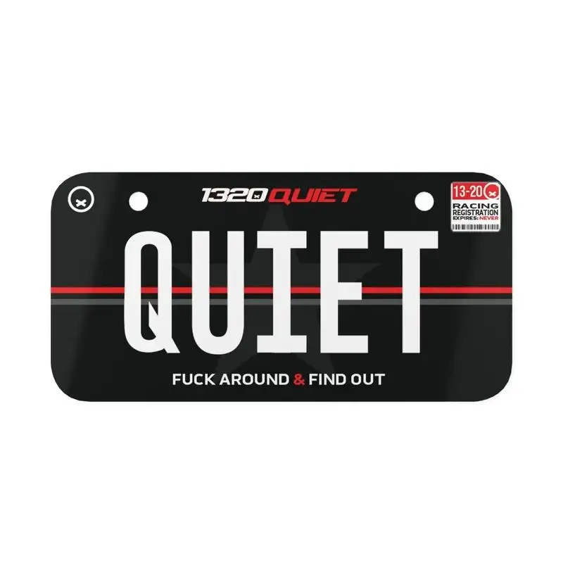 Quiet Racing Club x 1320Video - Quiet Motorcycle Bike Aluminum License Plate - Aluminum Vanity Plate with Pre-Drilled Holes, Lightweight & Durable Design