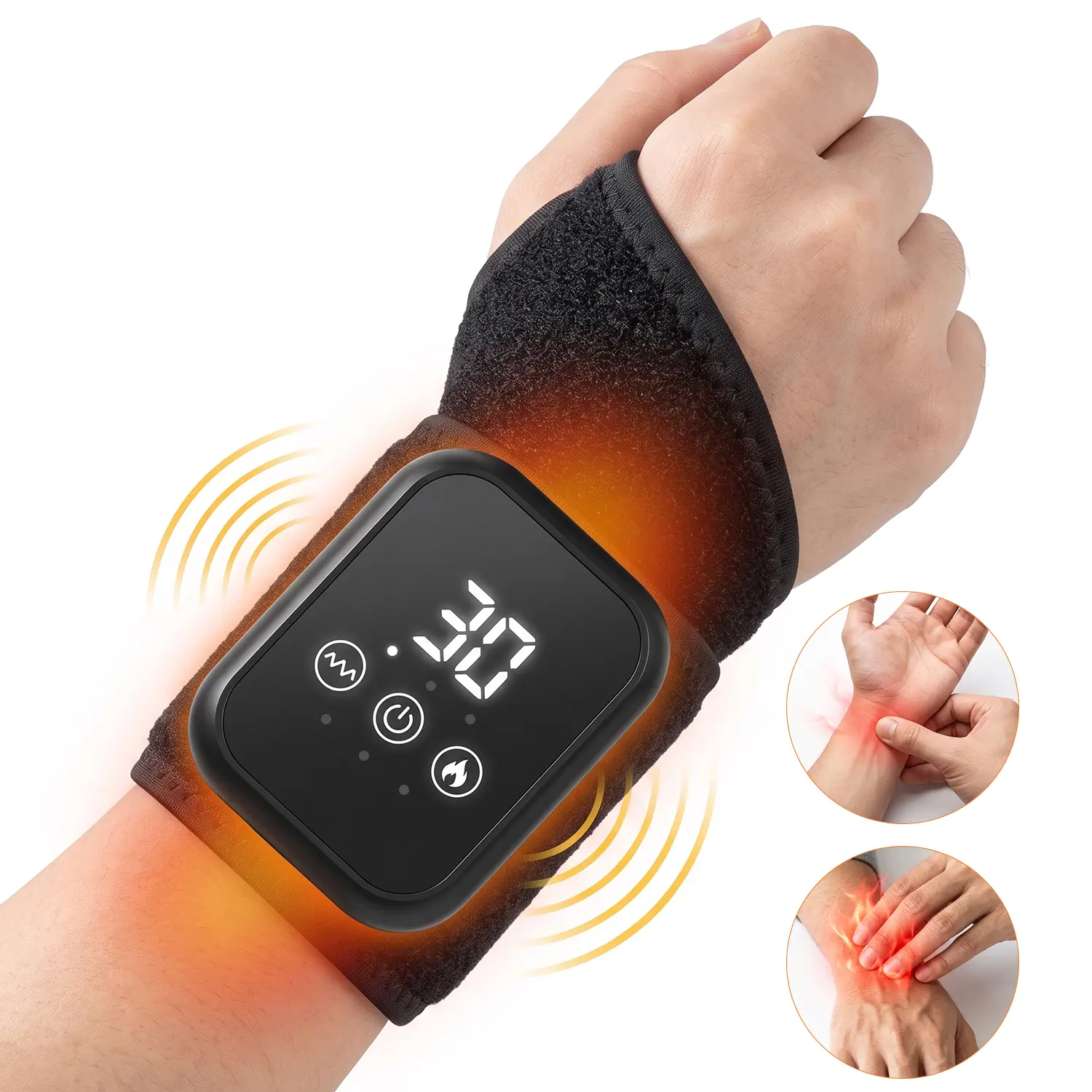 Portable Wrist Vibration Massager With Heat Wireless Design Smart Touchscreen One Size Fits All Great Holiday Gift