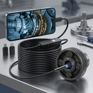 IP67 Waterproof Industrial Borescope: 16.4ft Semi-Rigid Snake Camera with 8 LED Lights for Engine, HVAC & Pipe Inspection. Compatible with Android, iOS, Windows. HD Visual Diagnostic Tool for Mechanics.