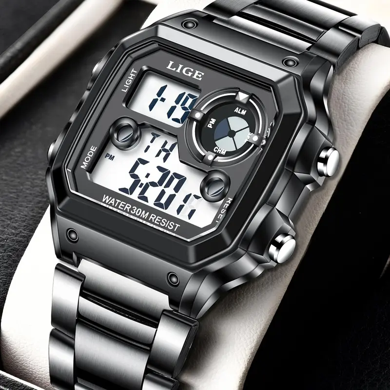 1 Piece Men's With Stainless Steel Band With Box Waterproof Quartz Wristwatch For Daily, Business, Work