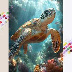 5D DIY Diamond Painting Kit, Ocean Sea Turtle Design, Full Drill Mosaic Art, Home Decor Gift, Creative Needlepoint Craft