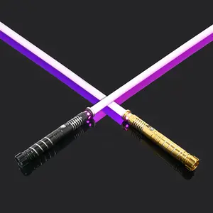 Metal Light up Saber RGB Laser Sword 15 Colors Change Light Sword Toy 2 in 1 with Vibration Hitting Sound and Breathing Light Sword Toy for Gifts