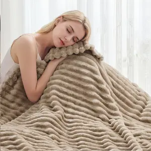 Bepatio Super Soft Faux Fur Throw Blanket for Couch,Pink Premium Silky Flannel Fleece  Lightweight Bed Blanket All Season Use,Cozy Warm Plush Striped Blanket for Sofa Bedroom Living Room