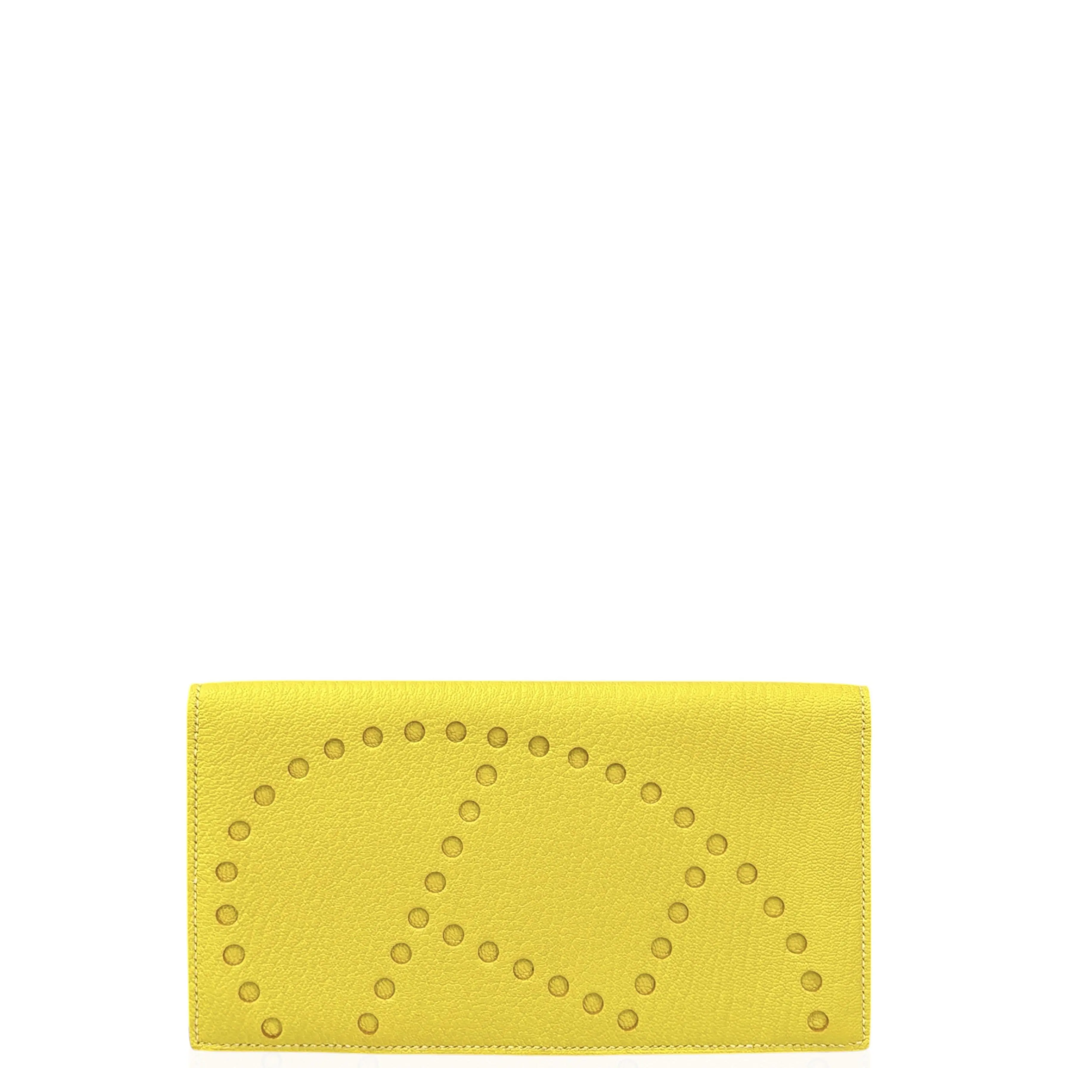 Pre-owned HERMÈS Leather small leather goods Hermes Continental Wallet Chevre Mysore 9R Lime (xx041026a2)