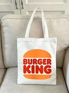 Retro Style Burger King Travel Shoulder Bags Stylish Tote Bag Suitable for casual commuting.