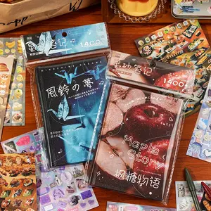 1400+ Pcs Aesthetic Sticker Book (Single or Bundle) - Hardcover Dreamcore & Foodie Assorted Decals for Scrapbook 9 Glossy 9 Fine Sand 12 Matte