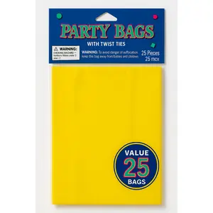Sunshine Yellow Cello Treat Bags - 25 Pack for Birthday Parties