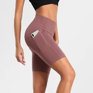 Lulu-Inspired 5" High-Waisted Bike Shorts with Pockets for Women Tummy Control Butt Lifting Summer Yoga Gym Cycling Shorts