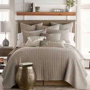 Levtex Home - Mills Waffle  - Full/Queen Quilt Set - Taupe Cotton Waffle - Quilt Size (88 x 92in.), Sham Size (26 x 20in.)