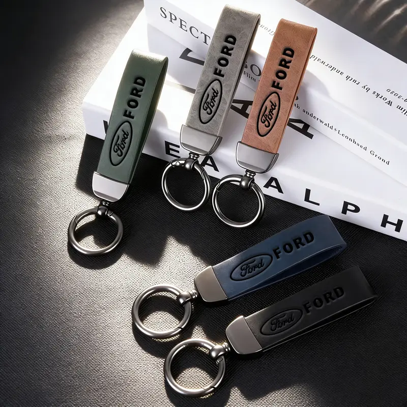 Car Badge Leather Keychain Auto Emblem Keyring Pendant Accessories Car Key Chains Keyrings For Keys, Keychain Accessory For Ford Mustang Focus Ranger Explorer Fiesta Expedition Mondeo Escape Fusion F150