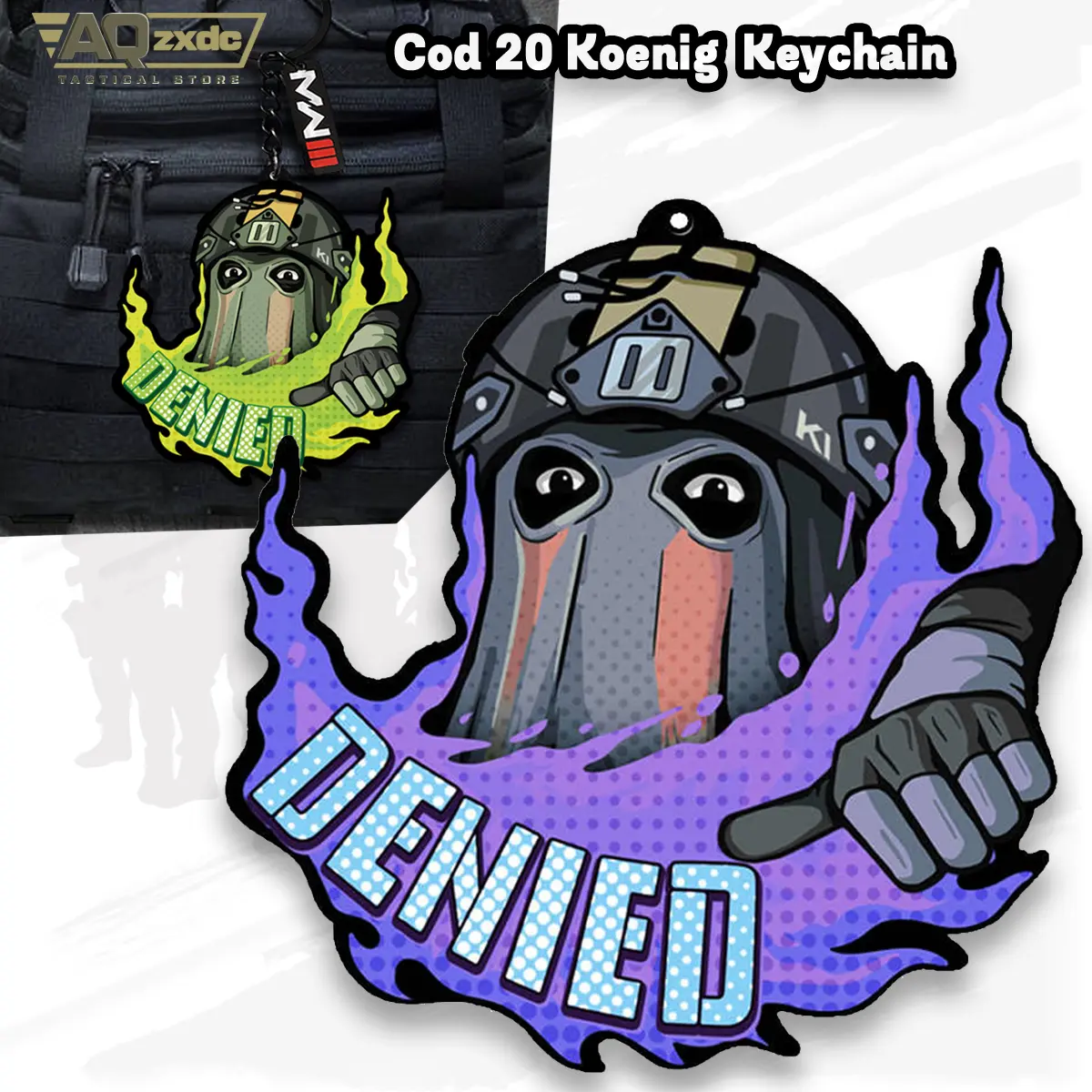 AQzxdc Cod 16 Konig keychain Call of Duty COD 20 Konig Refused to Request Label Keychain Universal Peripheral Pendant